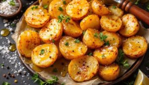 Obtaczam w niej ziemniaki i wsuwam do piekarnika. Są niesamowicie chrupiące, a ich środek kremowy i delikatny