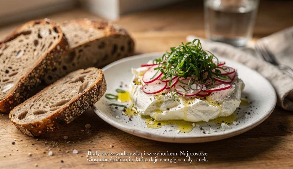 Biały ser z rzodkiewką i szczypiorkiem. Najprostsze wiosenne śniadanie, które daje energię na cały ranek