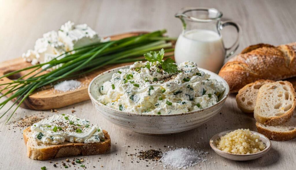Biorę twaróg i garść szczypiorku. Po chwili mam wiosenną pastę, która bije na głowę wędliny