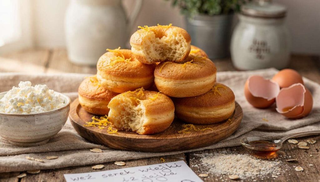 Weź serek wiejski i 2 jajka. Dorzuć kilka składników, a po chwili będziesz mieć górę lekkich i białkowych pączków