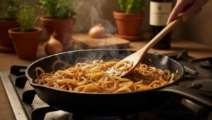 Dlaczego cebula smażona powoli na małym ogniu staje się naturalnie słodsza i zyskuje głębszy aromat
