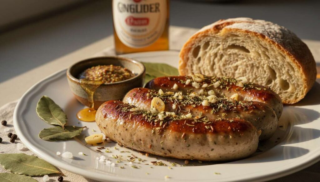 Zalej białą kiełbasę przed pieczeniem. Zyska rumianą skórkę i jeszcze lepszy smak